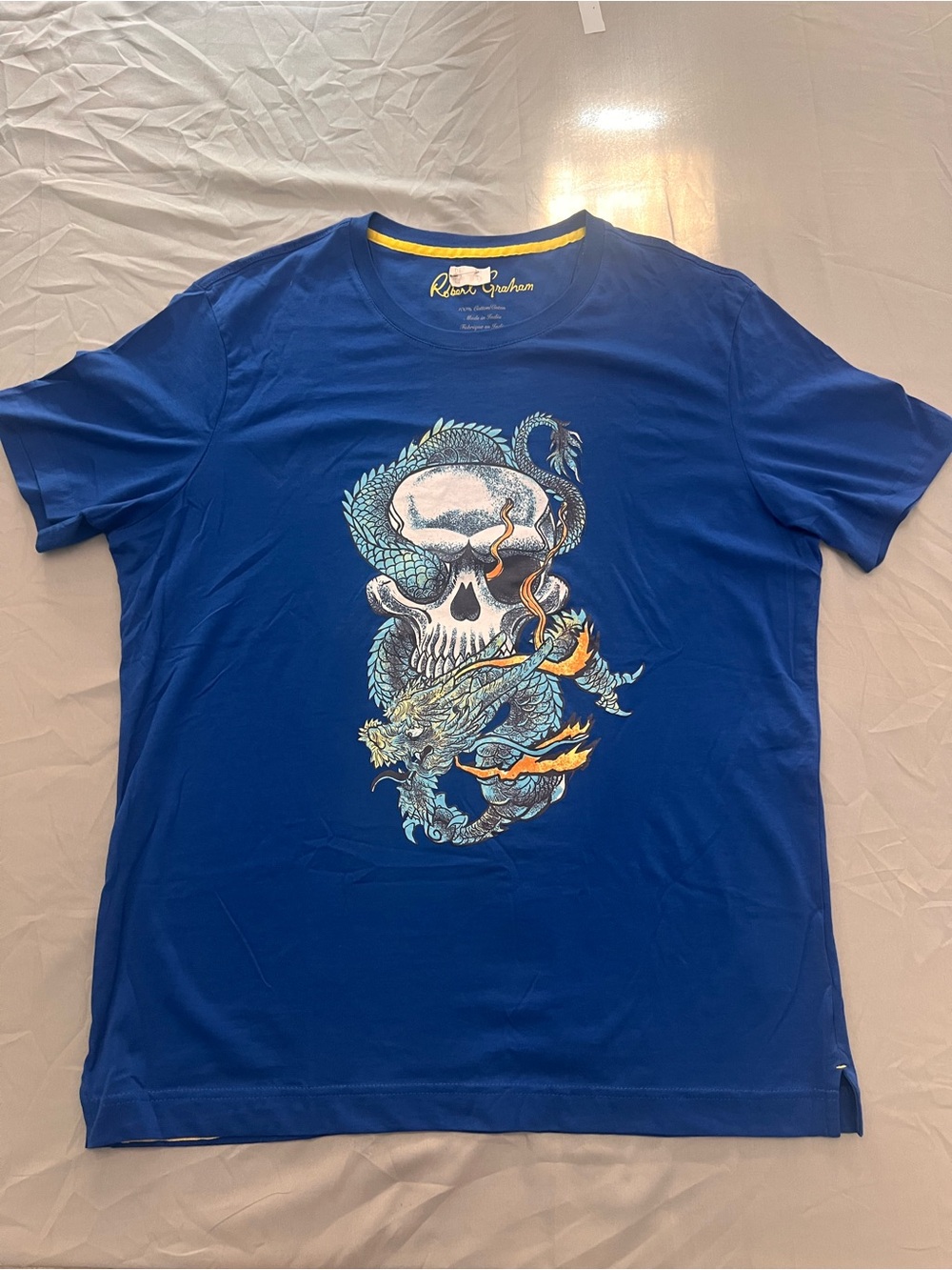 Robert Graham T Shirt Sz XL Blue Dragon Skull "Knowledge Wisdom Truth"